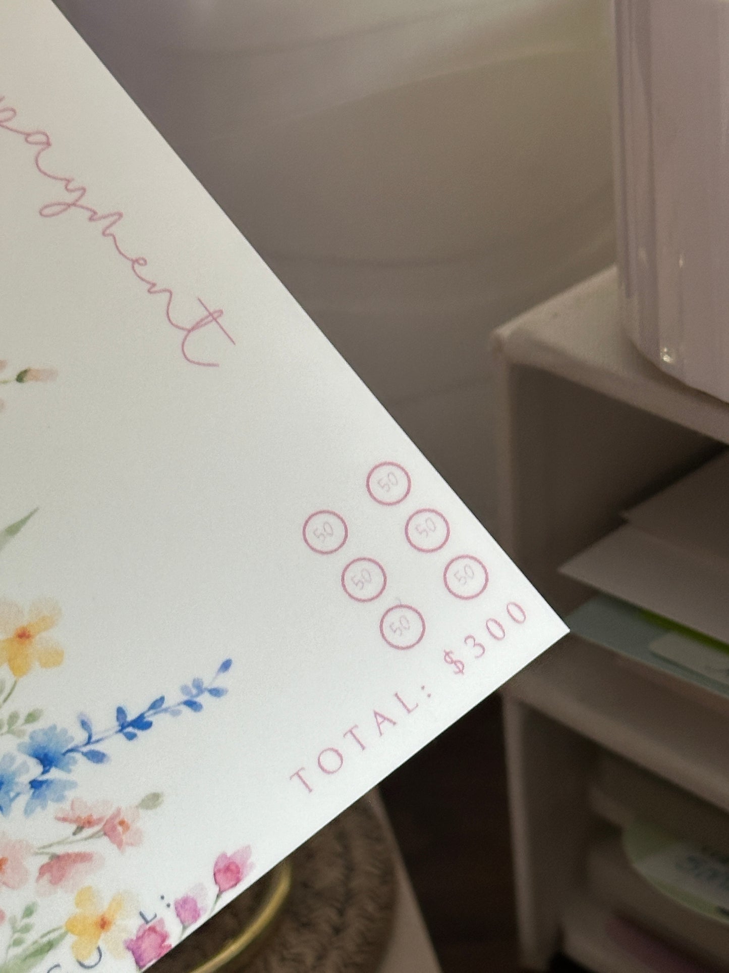 passionate floral cash envelopes